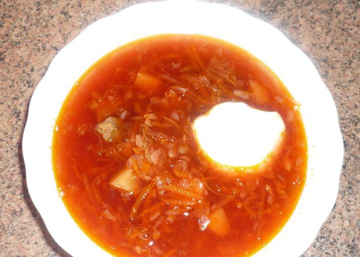 Белорусский борщ с салом и картофелем