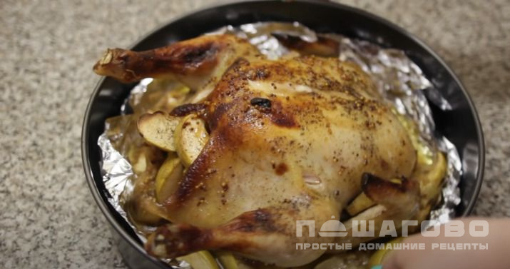 Курица с яблоками в медово-горчичном маринаде