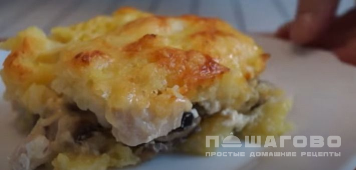 Куриная запеканка с картофелем и грибами «по-французски»