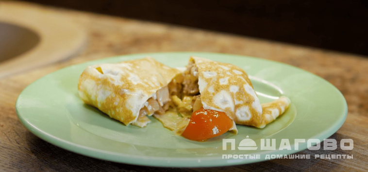 Блины яичные из омлета с начинкой
