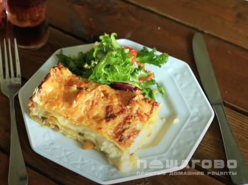 Лазанья с шампиньонами и сыром