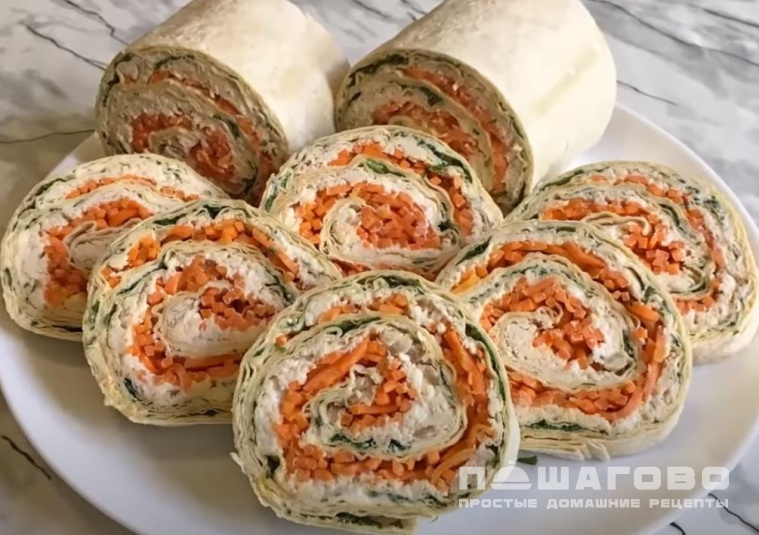 Рулет из лаваша с курицей