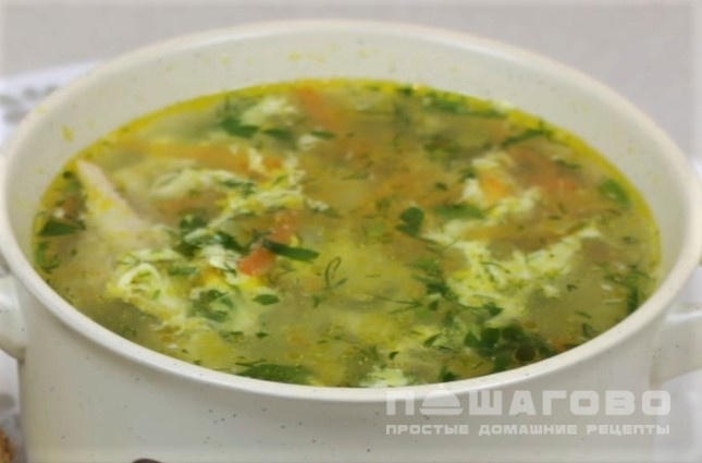 Суп с рисом и яйцом