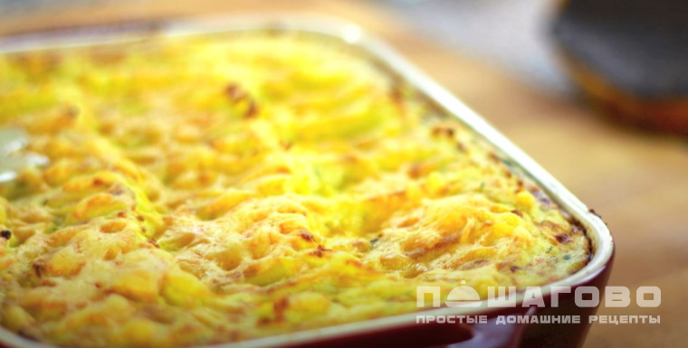 Картофельная запеканка с рыбным фаршем в духовке