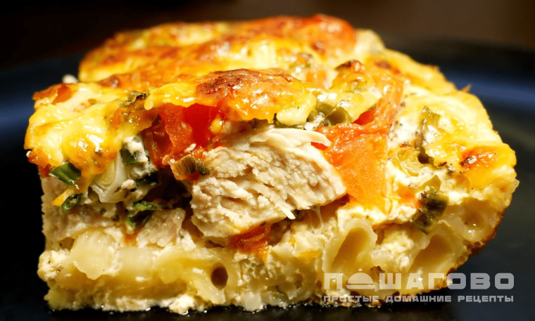 Запеканка из макарон с курицей и сыром