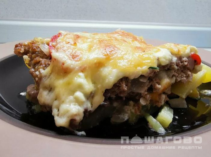Мясо по-французски в духовке с фаршем