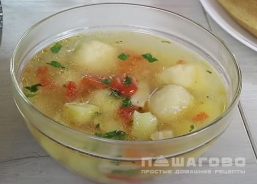 Суп с сырными клёцками