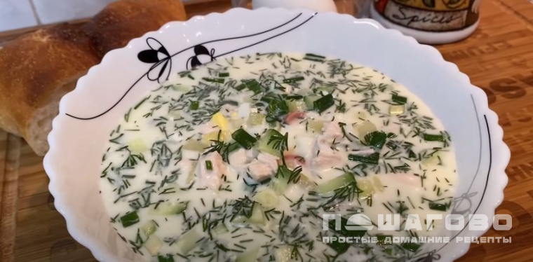 Окрошка на курином бульоне
