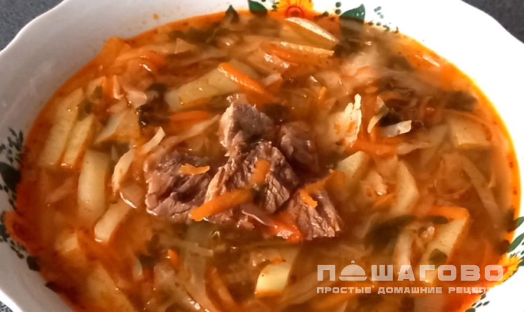 Кислые щи со свининой