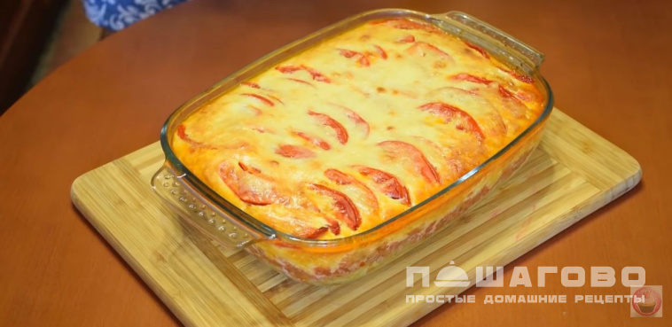 Запеканка из кабачков с фаршем и помидорами
