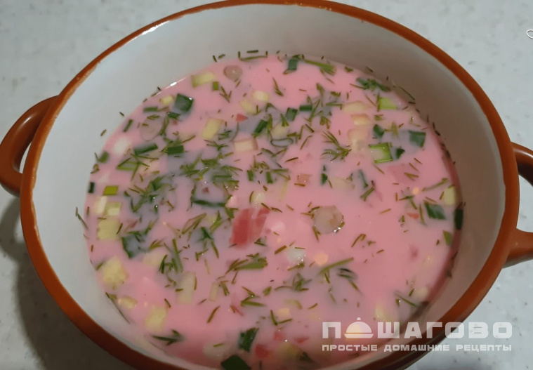 Окрошка со свеклой постная