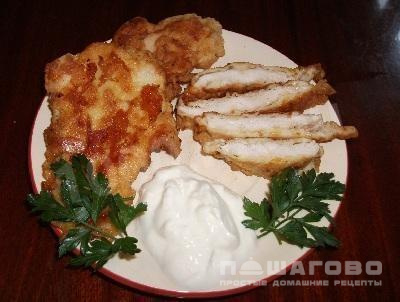Медальоны из куриного филе на сковороде в кляре