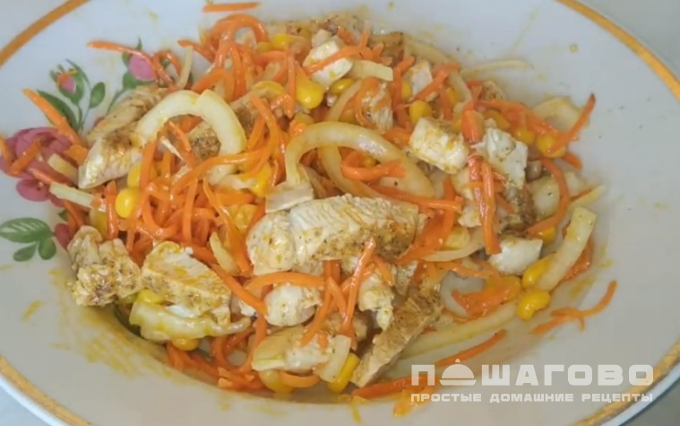 Салат с кукурузой и корейской морковью