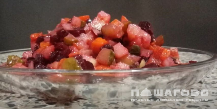 Винегрет с колбасой и солеными огурцами