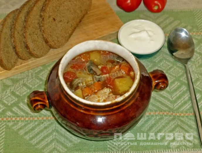 Свиной суп в горшочках в духовке