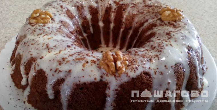 Орехово-шоколадный кекс без выпечки с соком лимона