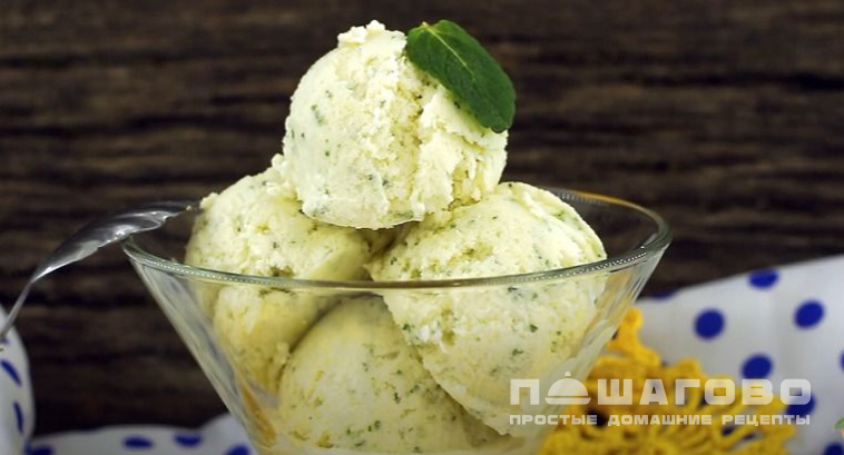 Мятное мороженое с шоколадной крошкой