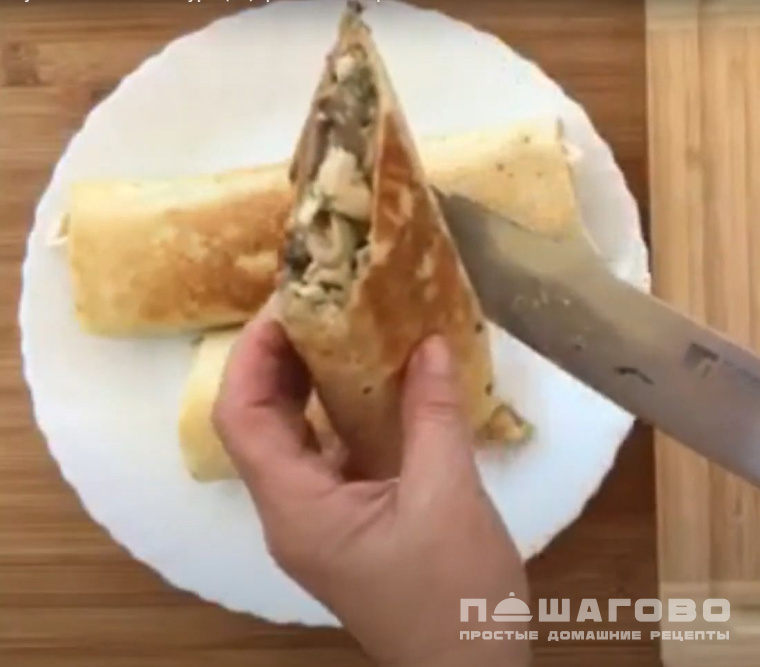 Грибы и лаваш в рулете
