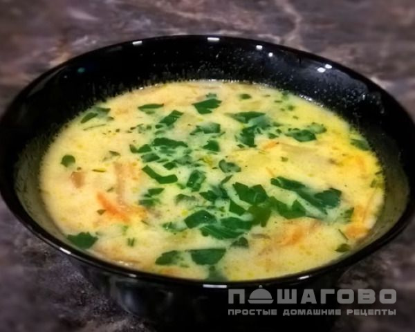 Сливочный суп с грибами и плавленным сыром