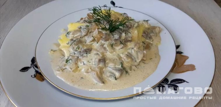 Пюре со сливками и грибами
