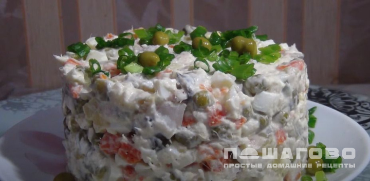 Салат Оливье с отварной рыбой