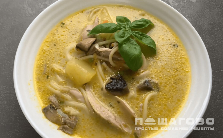 Грибной суп с мясом
