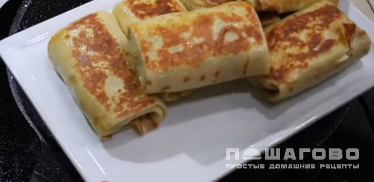 Домашние тонкие блинчики с фаршем