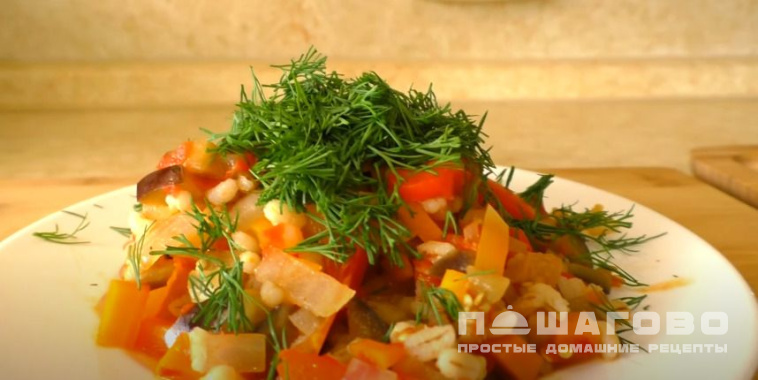 Перлотто с овощами и зеленью