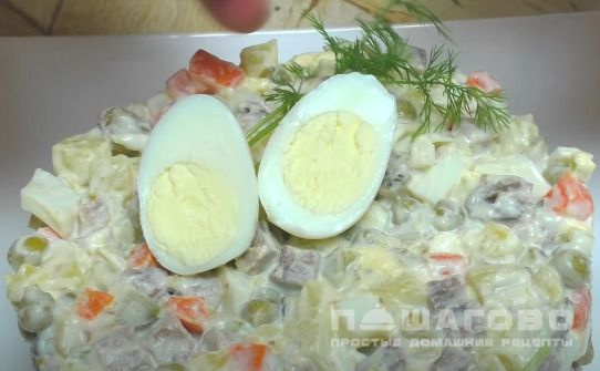 Оливье с говяжьим языком