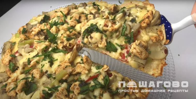 Пицца диетическая на кефире из куриного филе