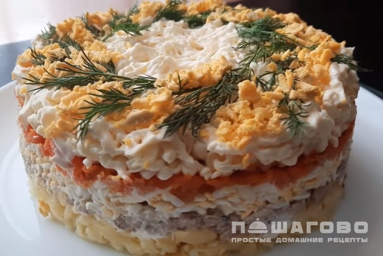 Салат Мимоза с плавленым сыром