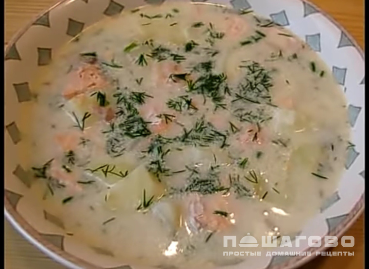Финский суп с лососем и сливками