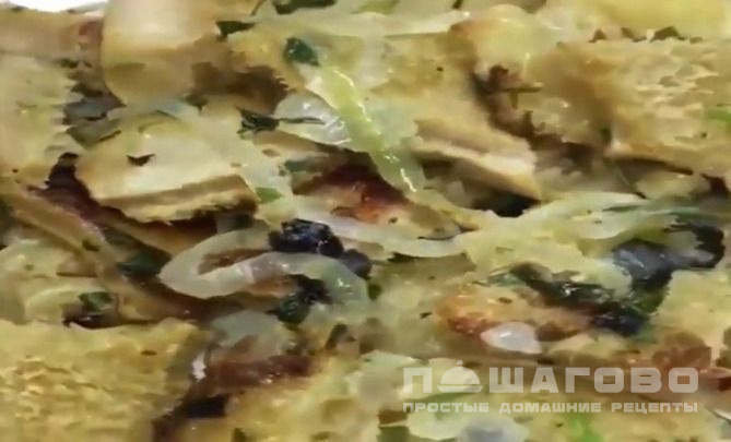 Жареная требуха с луком