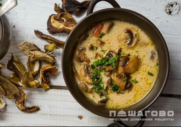 Суп из сушеных белых грибов