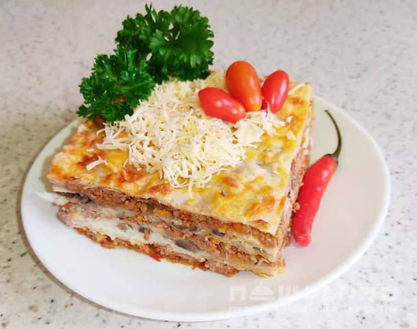 Лазанья из лаваша с грибами