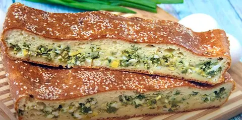 Ленивый заливной пирог с яйцом и зеленью