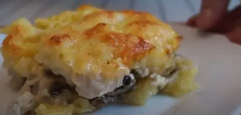 Куриная запеканка с картофелем и грибами «по-французски»