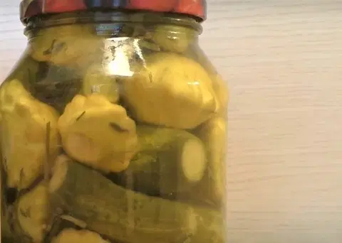 Огурцы с патиссонами на зиму
