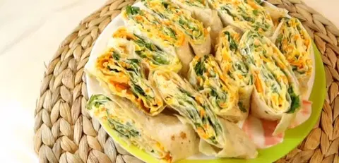 Лаваш с корейской морковкой и сыром