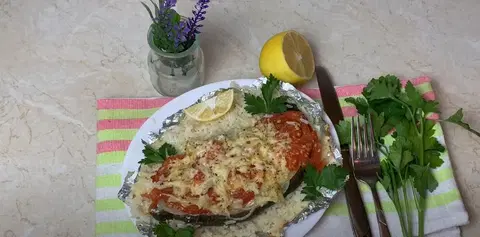 Зубатка с рисом в духовке