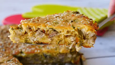 Заливной пирог с мясом и зеленью