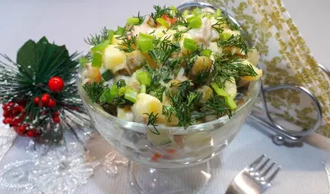 Оливье с шампиньонами