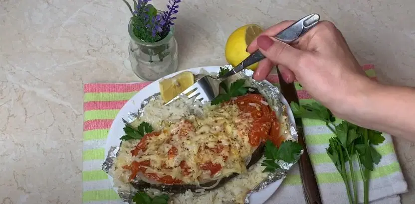 Зубатка с рисом в духовке — шаг 11