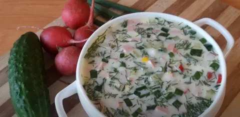 Классическая окрошка на сыворотке