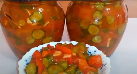 Огуречное лечо с помидорами и болгарским перцем