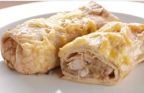 Яичные блинчики с курицей и грибами