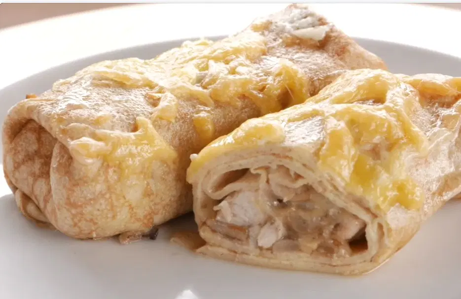 Яичные блинчики с курицей и грибами
