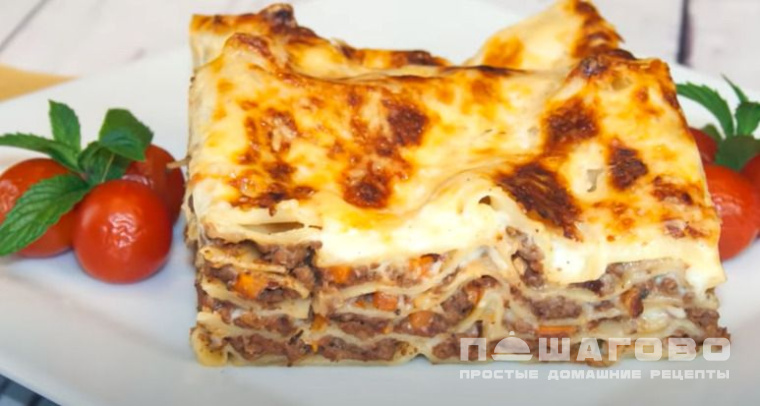 Лазанья болоньезе с соусом бешамель