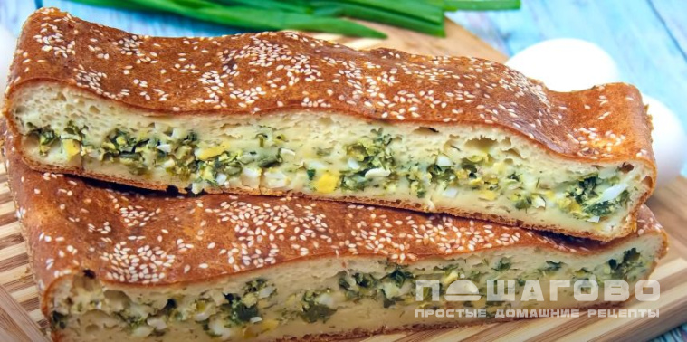 Ленивый заливной пирог с яйцом и зеленью