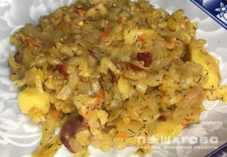 Тушеный капустняк с рисом